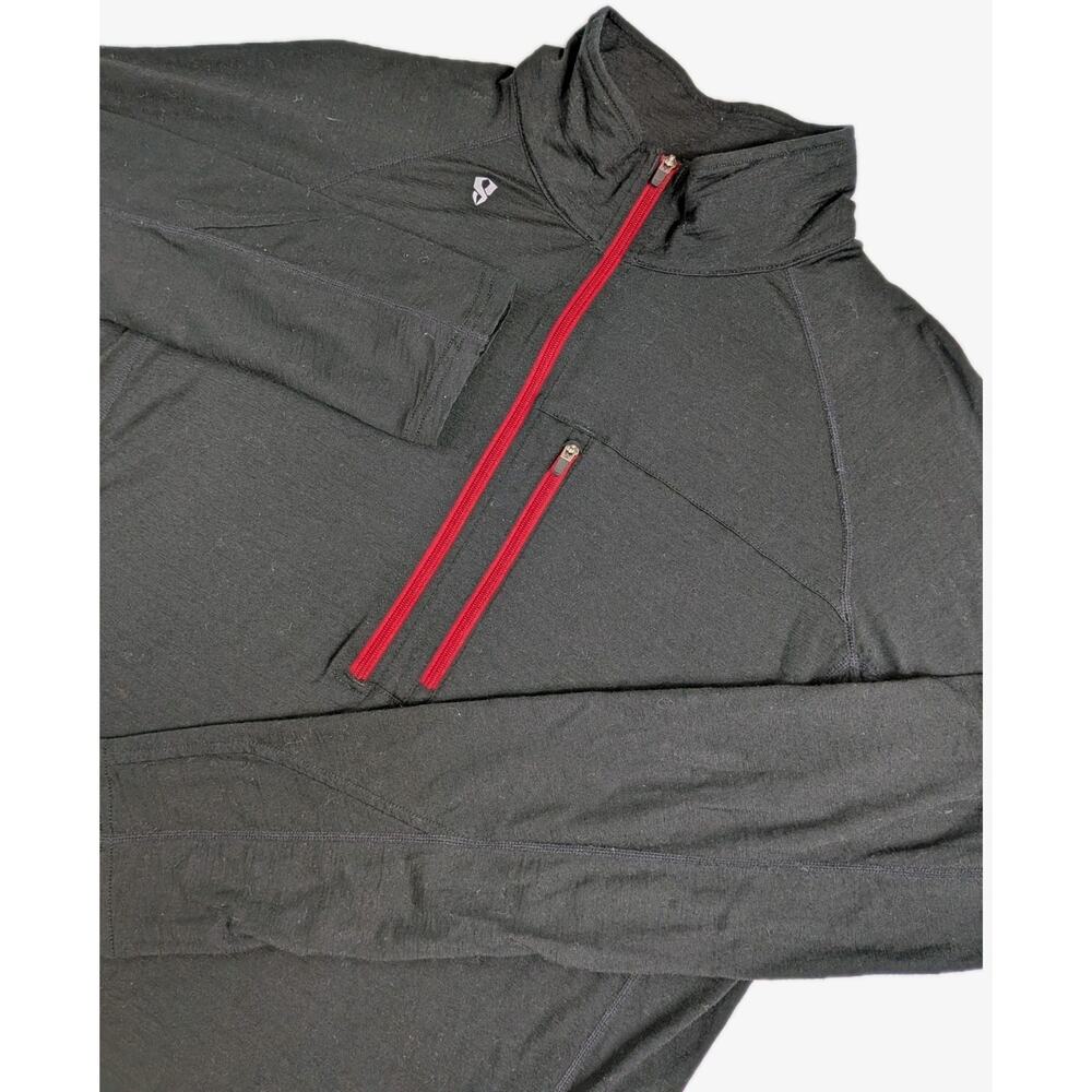 Stoic 1/2 Zip Pullover Shirt Mens Medium Black 100% Merino Wool Base Layer